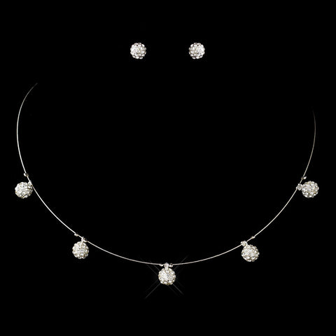 Silver Clear Rhinestone Ball Bridal Wedding Jewelry Set 7169