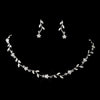 Silver Clear Round Rhinestone Floral Bridal Wedding Jewelry Set 7545