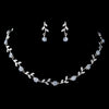 Silver Light Blue Rhinestone Floral Pattern Bridal Wedding Jewelry Set 7545