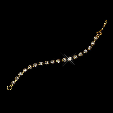 3" Gold Fish Hook Extender 2mm Rhinestones