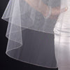 Double Layer Fingertip Length Bugle Bead Edge Bridal Wedding Veil FC V 0618 F White