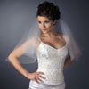 Double Layer Shoulder Length Bugle Bead Edge Bridal Wedding Veil FC V 0618 S White