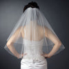 Double Layer Shoulder Length Bugle Bead Edge Bridal Wedding Veil FC V 0618 S White