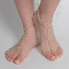 Silver Ivory Pearl & Rhinestone XOXO Bridal Wedding Foot Jewelry 10