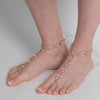 Silver Ivory Pearl & Rhinestone XOXO Bridal Wedding Foot Jewelry 10