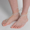 Silver Ivory Pearl & Rhinestone XOXO Bridal Wedding Foot Jewelry 10