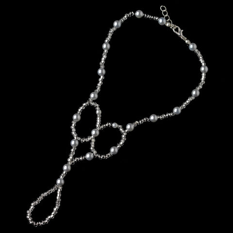 Light Blue Grey Pearl Beaded Foot Jewelry 6