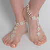 Light Gold Ivory Pearl & Rhinestone Bridal Wedding Foot Jewelry 8