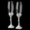 Crystal Heart Lily Wedding Champagne Toasting Flutes FL 404