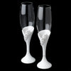 White Ceramic Daisy Flower Reception Glass Flutes
