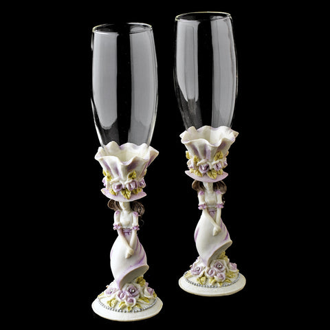 Purple Sweet 15 Girl Wedding Toasting Champagne Flutes