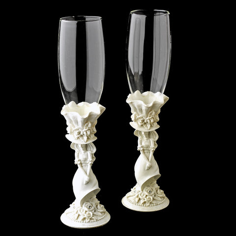 White Sweet 15 Girl Wedding Toasting Champagne Flutes