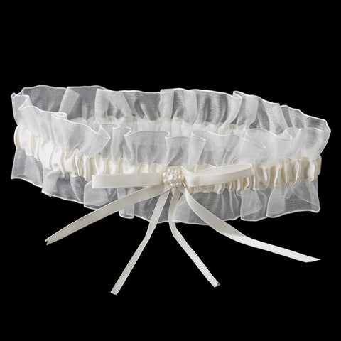 Ribbon and Pearl Bridal Wedding Garter 187