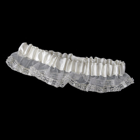 Sheer Organza Bridal Wedding Garter with Crystal Bugle Beads 204