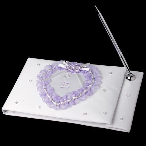 Sweet 15 Lilac Bridal Wedding Guest Book