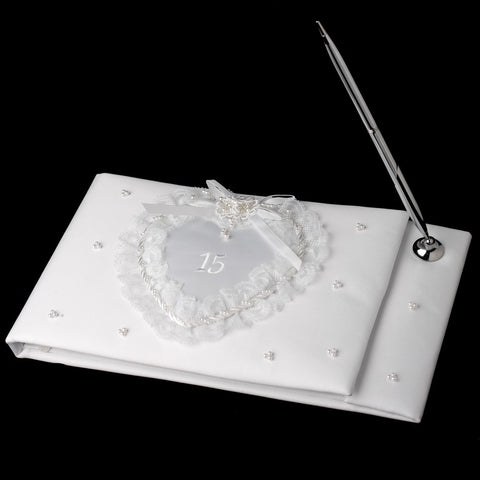 Sweet 15 White Bridal Wedding Guest Book