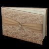 Brown Ribbon & Gold Heart Bridal Wedding Guest Book 722