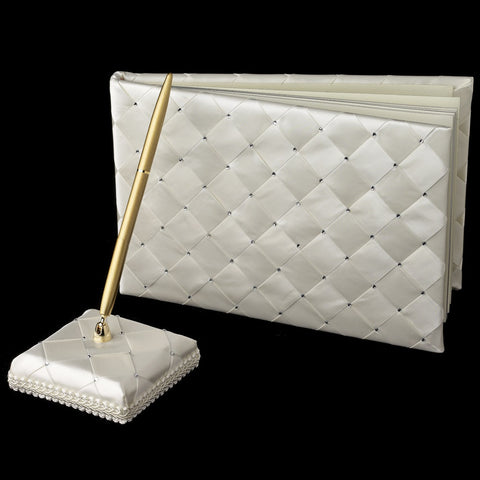 Hand Woven Bridal Wedding Guest Book & Pen Set 786