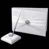Ribbon & Bridal Wedding Brooch Bridal Wedding Guest Book & Pen Set 848 White Only
