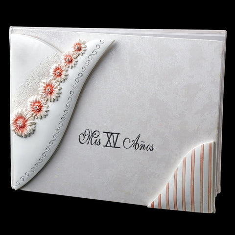Delightful Pink Daisy Quinceanera Bridal Wedding Guest Book