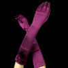Plum Elbow Formal Bridal Wedding Matte Satin/Satin Gloves