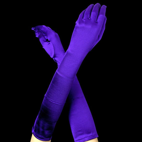 Purple Below Formal Bridal Wedding Matte Satin/Satin Gloves
