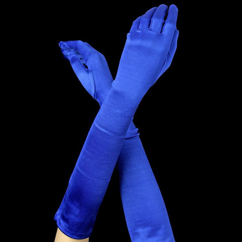 Royal Blue Elbow Formal Bridal Wedding Matte Satin/Satin Gloves