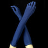 Navy Elbow Formal Bridal Wedding Matte Satin/Satin Gloves