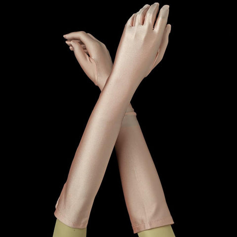 Premiere Rose Elbow Formal Bridal Wedding Matte Satin Gloves