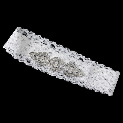 White Lace Stretch Bridal Wedding Headband with Beaded Rhinestone, Swarovski Crystal Bead & Sequin Accents