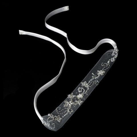 * Beautiful White Netted Ribbon Bridal Wedding Headband HP 008