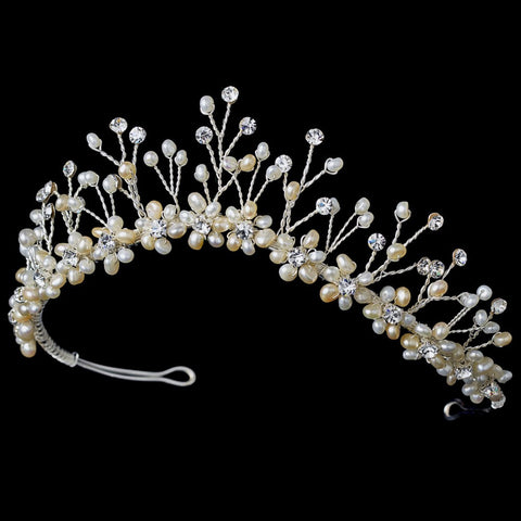 Pearl Rum Pink & Crystal Bridal Wedding Tiara HP 1082