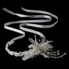 Elegant Ribbon Headpiece w/ Vintage Feather Side Accent HP-1532 White Only