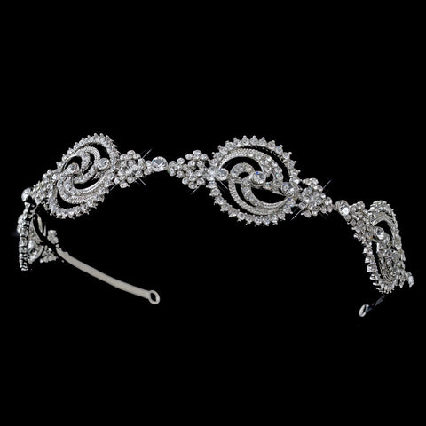 Rhodium Clear Rhinestone Modern Bridal Wedding Headband