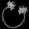 Light Gold Clear Rhinestone & Ivory Pearl Floral Vine Bridal Wedding Hair Comb