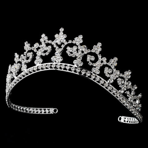 Royal Rhinestone Crown Bridal Wedding Tiara in Radiant Silver 167