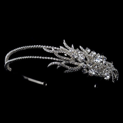 Silver Clear Rhinestone Side Accented Bridal Wedding Double Side Accented Bridal Wedding Headband Headpiece 1689
