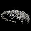 Antique Silver Clear Multi Cut Rhinestone Spiral Side Accented Bridal Wedding Headpiece 1782