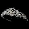 Silver Freshwater Pearl & Crystal Jewelry 7825 & Bridal Wedding Tiara 1810 Set