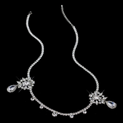 Antique Silver Clear CZ Crystal “Kim Kardashian” Inspired Floral Bridal Wedding Headband Headpiece 1862
