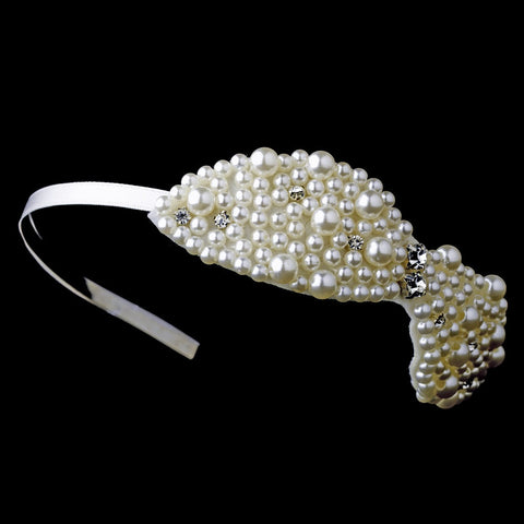 * Ivory Bow Bridal Wedding Headband 2035