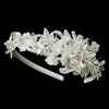 Floral Fabric & Crystal Side Accented Bridal Wedding Headband Headpiece 2292