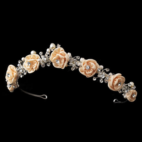 * Rose and Crystal Bridal Wedding Headpiece HP 2322