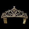 Vintage Rhinestone Sweet 15 Quinceanera Bridal Wedding Tiara in Gold 242