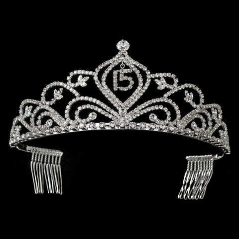 Sparkling Vintage Rhinestone Sweet 15 Quinceanera Bridal Wedding Tiara in Silver 242