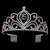 Pink Vintage Rhinestone Sweet 15 Quinceanera Bridal Wedding Tiara in Silver 242