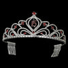Vintage Red Rhinestone Sweet 15 Quinceanera Bridal Wedding Tiara in Silver 242