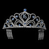 Sparkling Vintage Blue Rhinestone Sweet 16 Bridal Wedding Tiara in Silver 242