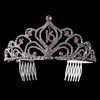 Sparkling Vintage Amethyst Rhinestone Sweet 16 Bridal Wedding Tiara in Silver 242
