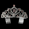 Sparkling Vintage Pink Rhinestone Sweet 16 Bridal Wedding Tiara in Silver 242
